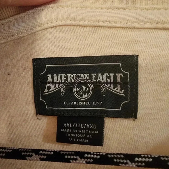 NWOT American Eagle Men's longsleeve Shirt Plus Size Cream & Red XXL - Picture 3 of 6